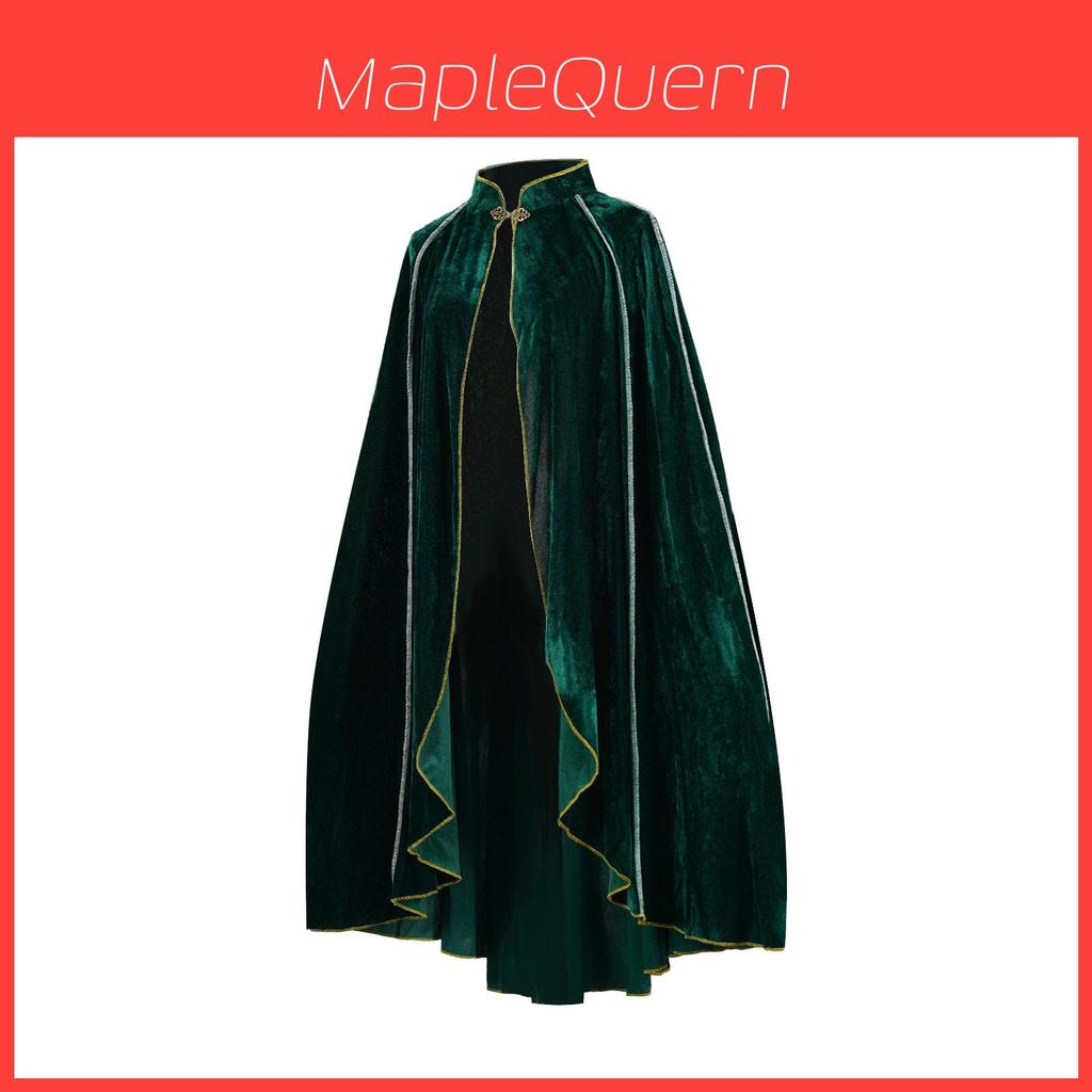 Mantello Peluche Medievale con Bordi Dorati per Cosplay e Role Playing Anime