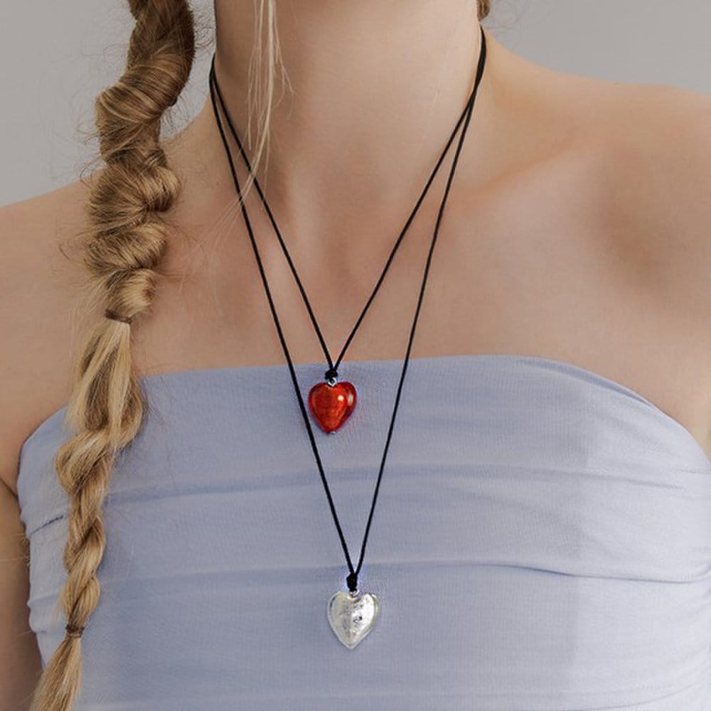 [Hei] Marble Heart String Necklace