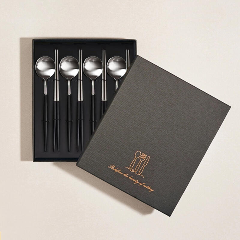 Bogen Eiffel Cutlery Set 8P Satin (Black) 4-Person Gift Set