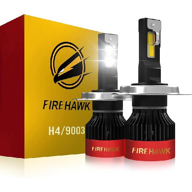 Firehawk 9005/HB3/H10/9145 LED Bulbs 70000LM 990% Brightness 6000K Cool White Plug and Play Fog Light, Pack of 2 H4/9003/HB2