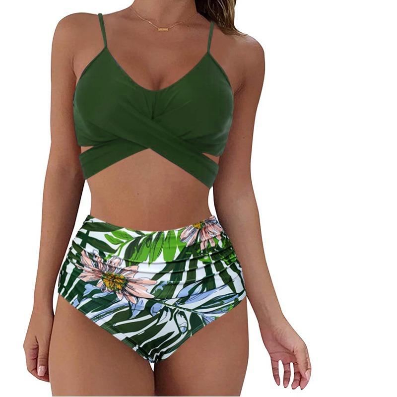 Summer sexy sleeveless halter split swimsuit bikini bikini S