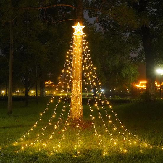 Christmas LED String Lights with Memory Function 8 Modes Star Topper Waterproof USB Powered Christmas Tree Lights