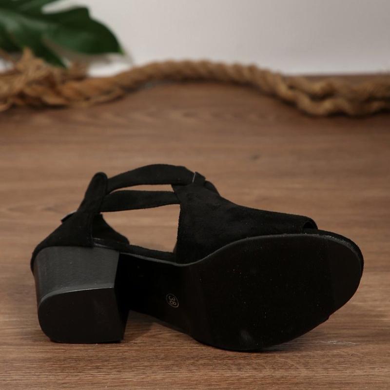 Fashion 2025 Women Sandals  Chunky High Heels Soild Gladiator Open Peep Toe Women Black Shoes Buckle Back Zipper Sandalias De Mujer