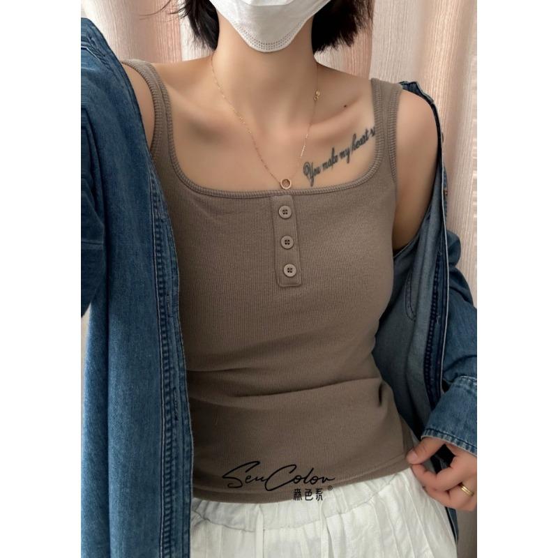 New Autumn and Winter Slim Everything Simple Fashion Vest Button Design Sense Thread Ground Hair Slim-fit Waistcoat
