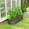 Galvanised Raised Garden Bed, Metal Planter Box with Safety Edging, for Flowers, Herbs, Succulents, Dark Grey