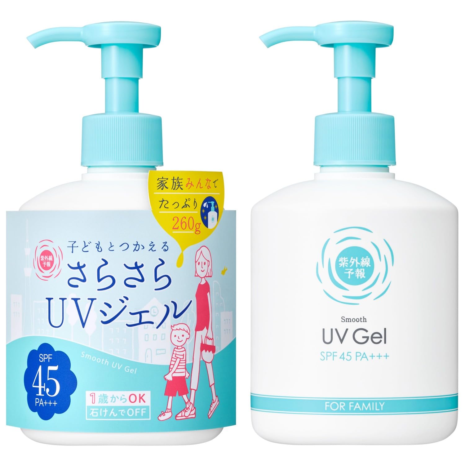 

UV-прогноз Шелковисто-гладкий УФ-гель F SPF45 Подходит для возраста от 1 года и Смывается с Для тела и Обильное количество PA+++ вверх. мыло. лицо. гель. 260 г.