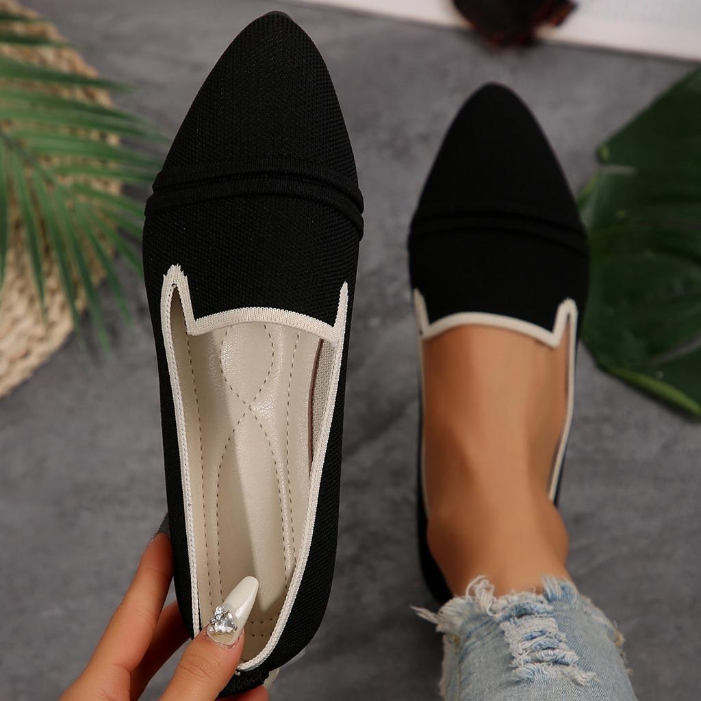 Foreign trade large size flat-soled single shoes 2025 spring and summer new pointed head fly-woven one-pedal shallow mouth casual foot shoes women