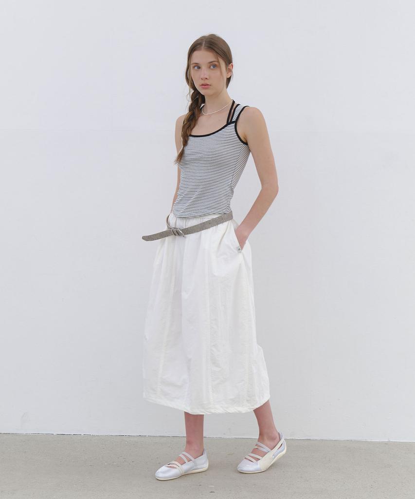 CLUNY Dual Strap Stripe Sleeveless Top - White