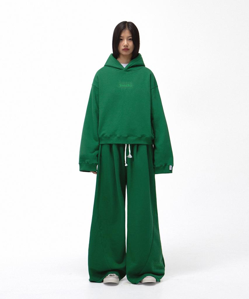 Yankoaleupeu Diploma Embroidered Wide Double-Pleat Sweatpants - Green