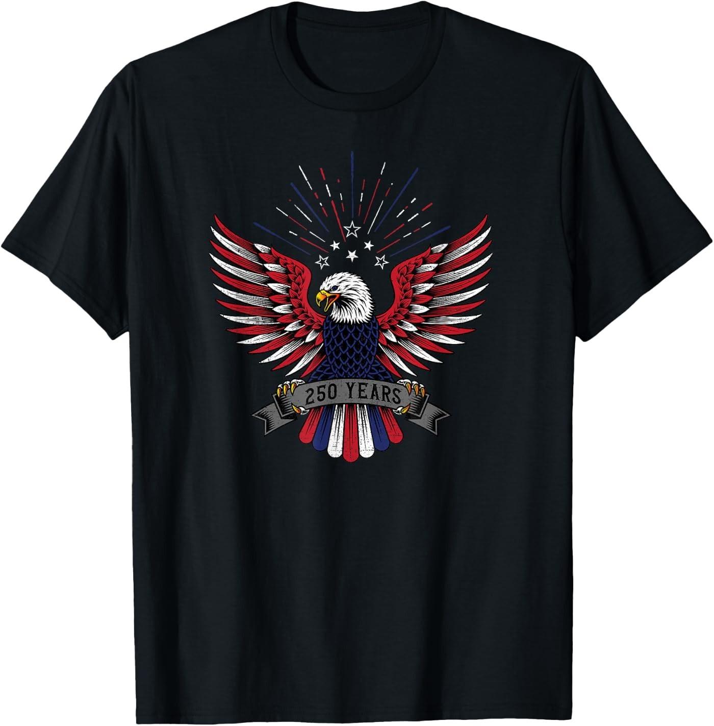 4th of July USA Patriotic Eagle 250 Years of America T- Unisex T-Shirt S