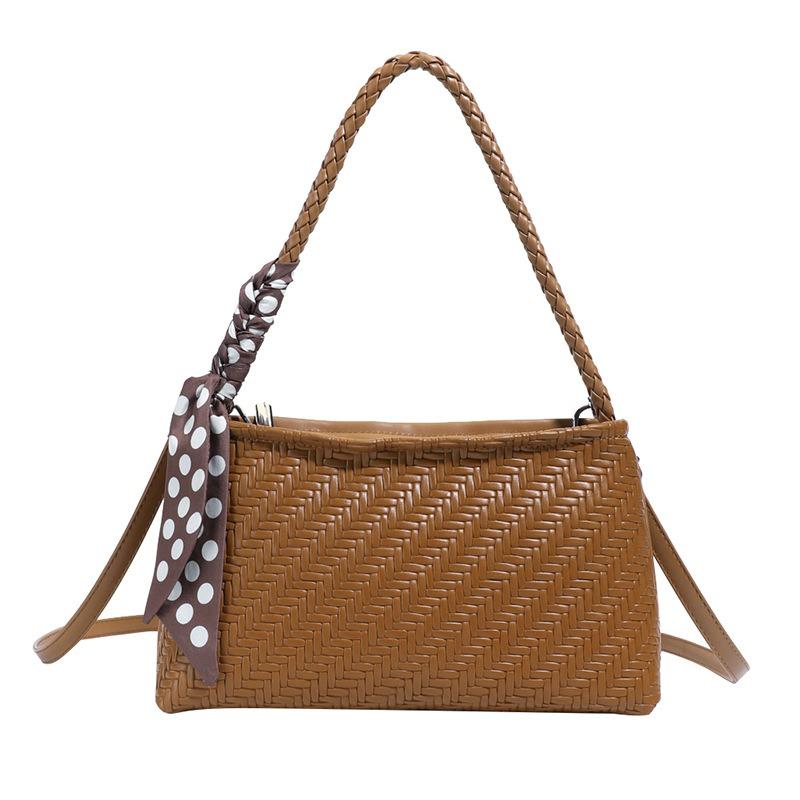 Premium Texture Light Luxury Woven Pattern Underarm Bag Women's New Portable Shoulder Bag Commuter Bucket Bag