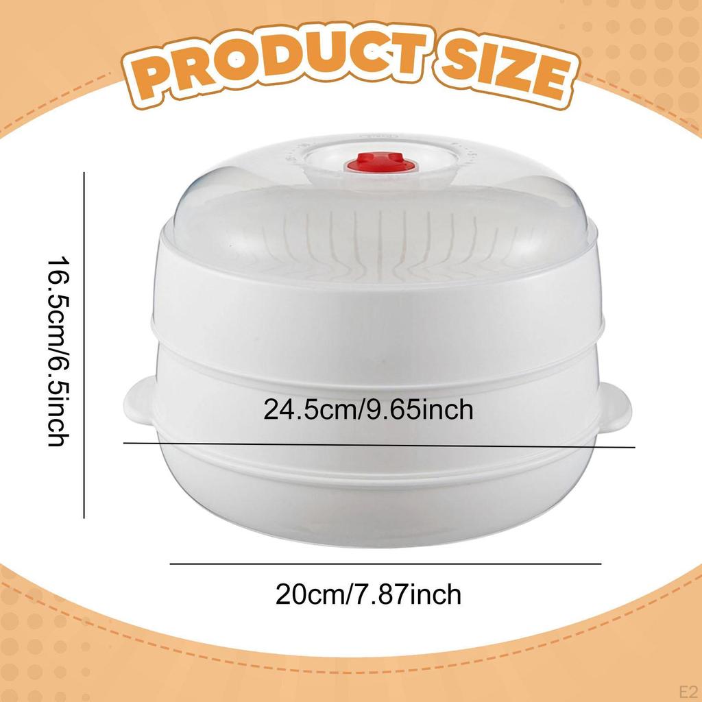 Microwave Steamer Cookware 2 Layer Versatile Easy to Clean Heating Food Steaming