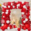 Christmas Balloon Wreath Set with Christmas Red and White Balloon Candy Balloon Gift Box Balloon Christmas Party Decoration