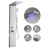 Shower Panel Tower System with Rainfall Waterfall Shower Head, LED, 53 In Brushed Stainless Steel Shower Column, 5-Function Faucet