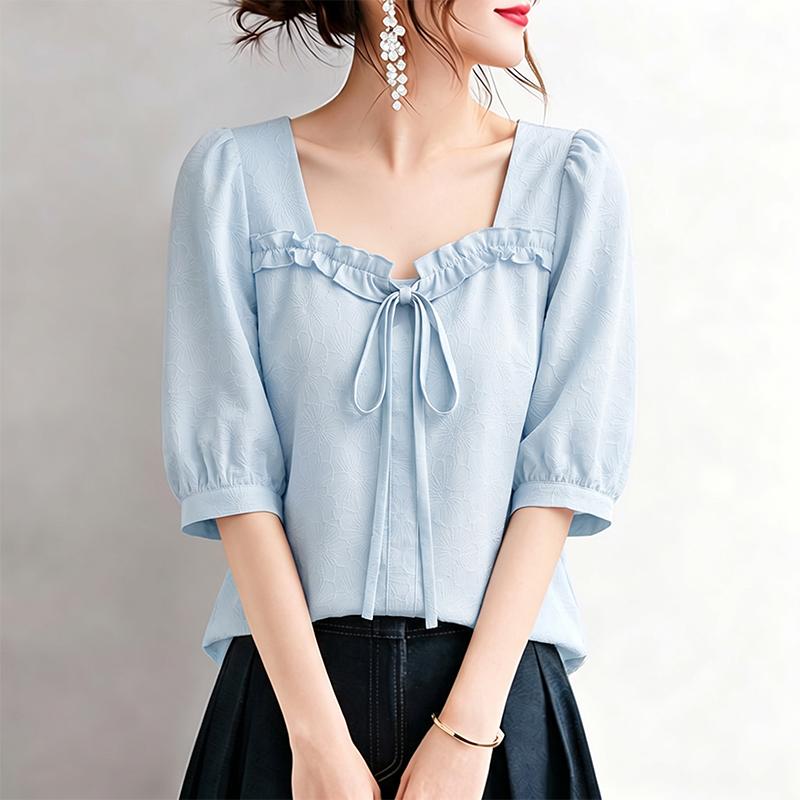 ZANZEA Women Elegant Casual Square Collar Summer Half Sleeve Blouse
