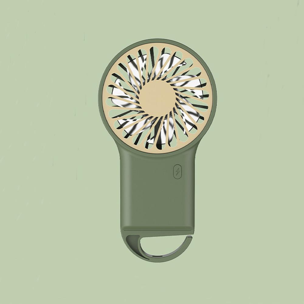 

1pcs Creative Mini Handheld Small Fan USB Charging Portable 3 Speed High Wind Desktop Office Travel Pocket Fan hangable buckle зелений