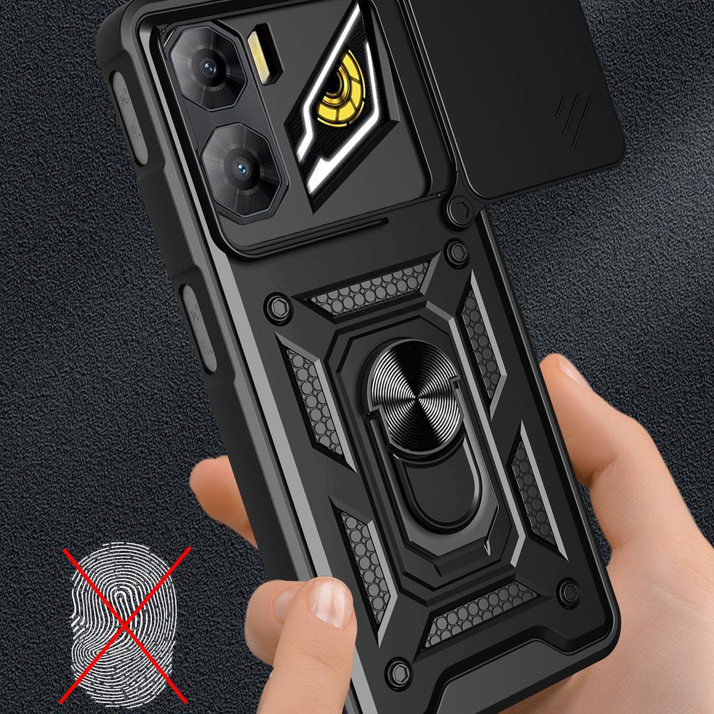For ZTE nubia Neo 3 5G Case with Slide Camera Lid PC+TPU Kickstand Phone Cover