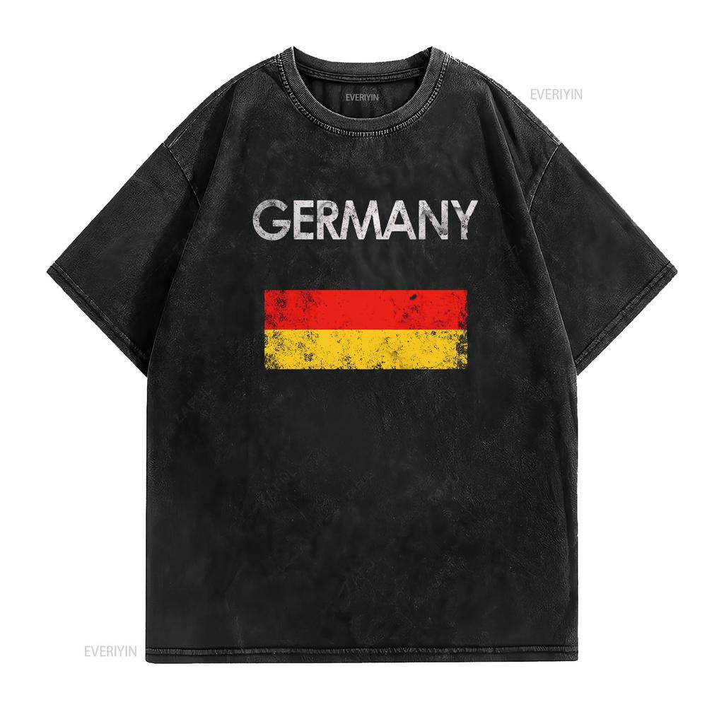 Womens Vintage Germany German Flag Pride T Shirt Black Large Vintage Washed Top For Everyday Wear Casual Designer Clothes