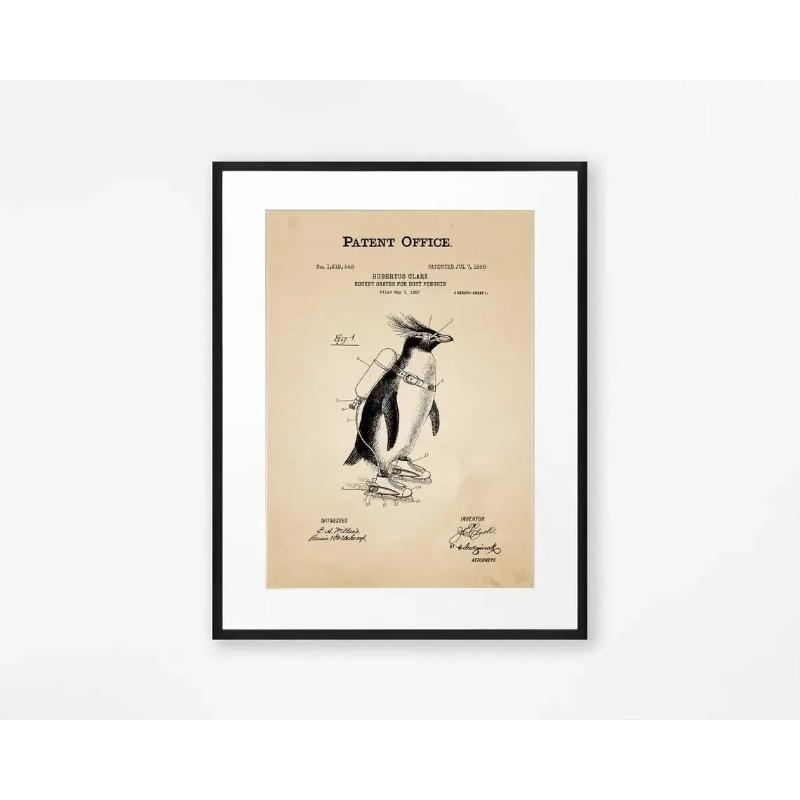 Funny Vintage Penguin Posters and Prints Surreal Animal Quirky Patent Wall Art Picture Canvas Painting Room Home Decor Cuadros