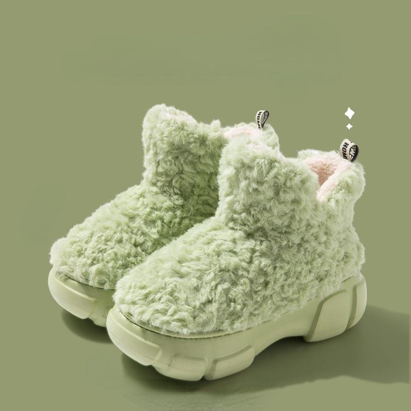 7cm Pogrubione Pluszowe Futro Śniegowce dla Kobiet Ciepło Domowe Buty Jednolity Kolor Zimowe Buty dla Pary Antypoślizgowe Modne Buty Damskie