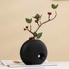 Chinese Style Ceramic Circular Thread Shaped Vases, Home Dining Table, Living Room, Bedroom, Office Decoration, Flower Ware, 1Pc