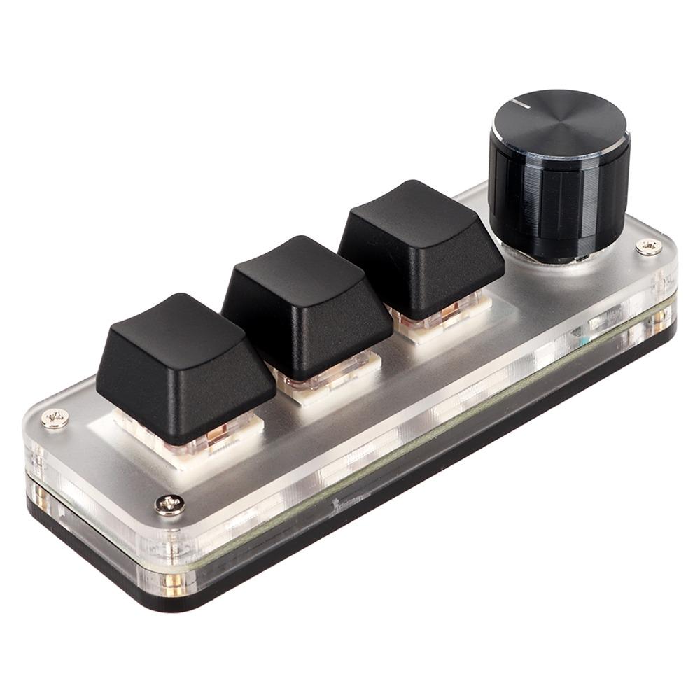 USB-Anschluss Mechanische Tastatur 3 Tasten 1 Drehknopf/4 Tasten Programmierbare Tastatur Desktop-PC