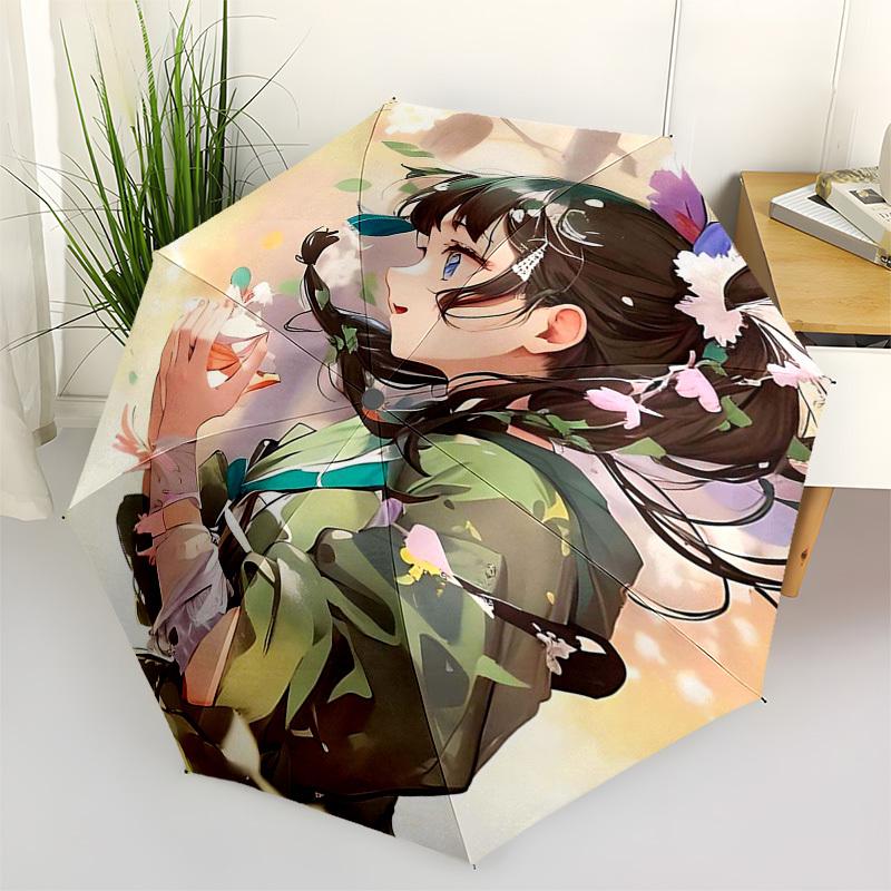 

1pc Outdoor Umbrella with Anime Character Design - Automatic Opening/Closing Umbrella with Portable Tri-Fold Design, 8-Rib Iron Frame, Perfect Gi
