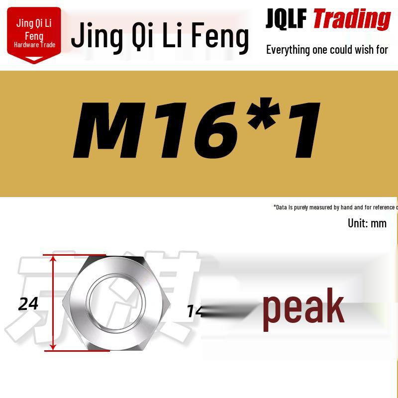 201 Stainless Steel Hex Nut: M3–M56 Fine Thread Thickened Nut