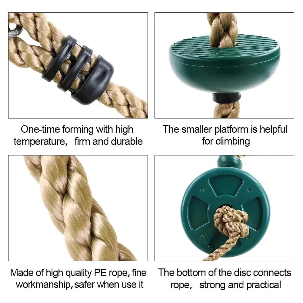 Kids Outdoor Play Equipment | Fitness Swing Set Climbing Rope+Platforms+Disc Seat Garden Toy & Playground Accessories Active Fun