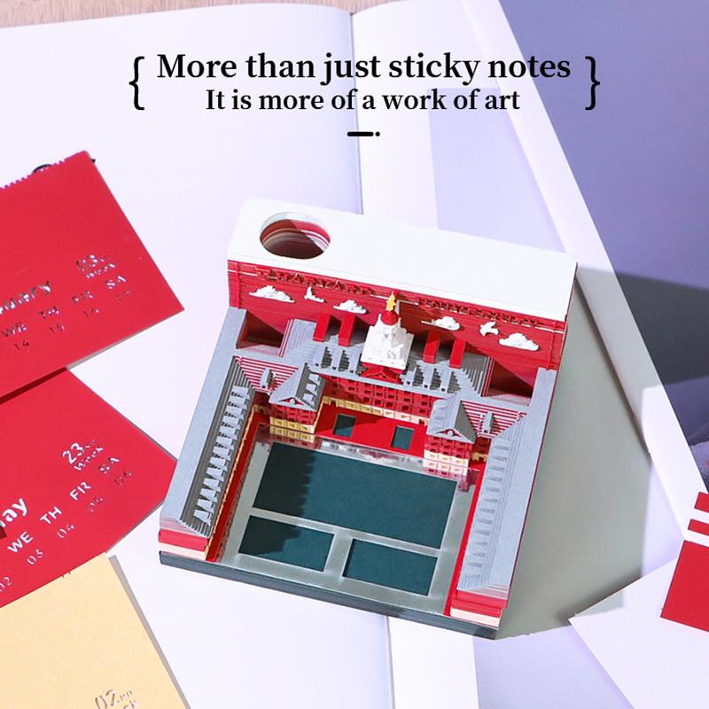 Time Piece Calendar 2026 Desk Calendar With Led Light 3D Tear-Away Calendar Paper Carving Art Memo Pad Notepad Gift Christmas