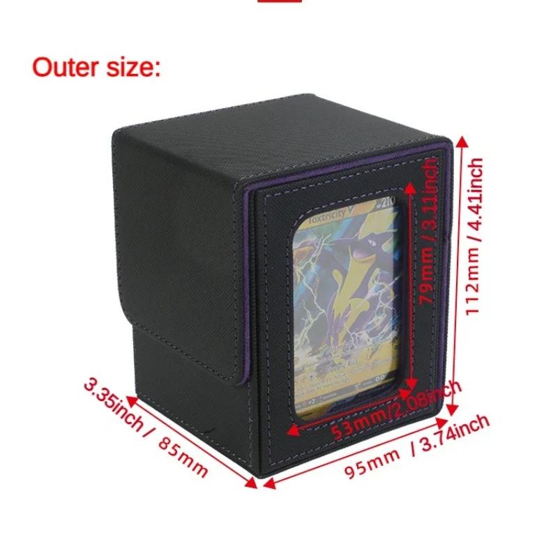 100+ Load Trading Card Deck Box mit Sichtfenster PU-Leder Magnetverschluss Spielkarten Aufbewahrungsbox für YuGiOh MTG Sportkarten