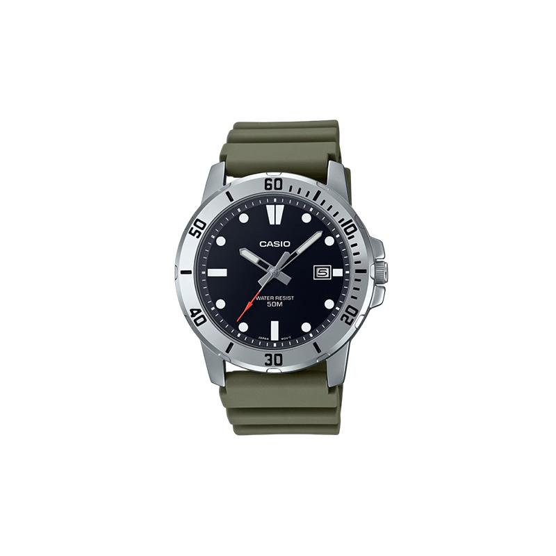 

Casio waterproof to 50 meters, quartz movement, resin strap, Japanese and Korean watch, men s watch, black dial MTP-VD01-3EV чёрный