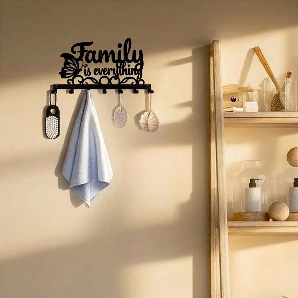 Family First Key Hook Set 7 Hooks Wall Mounted Organizer for Hallway Entryway