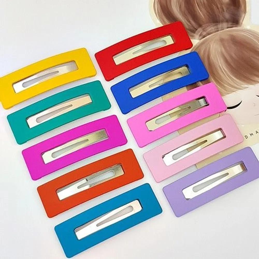 10 lebendige quadratische matte Snap-Clips, Pony-Fixierklammern, Haarspangen im Point-Girlgroup-Stil, High-Teen Y2K-Look