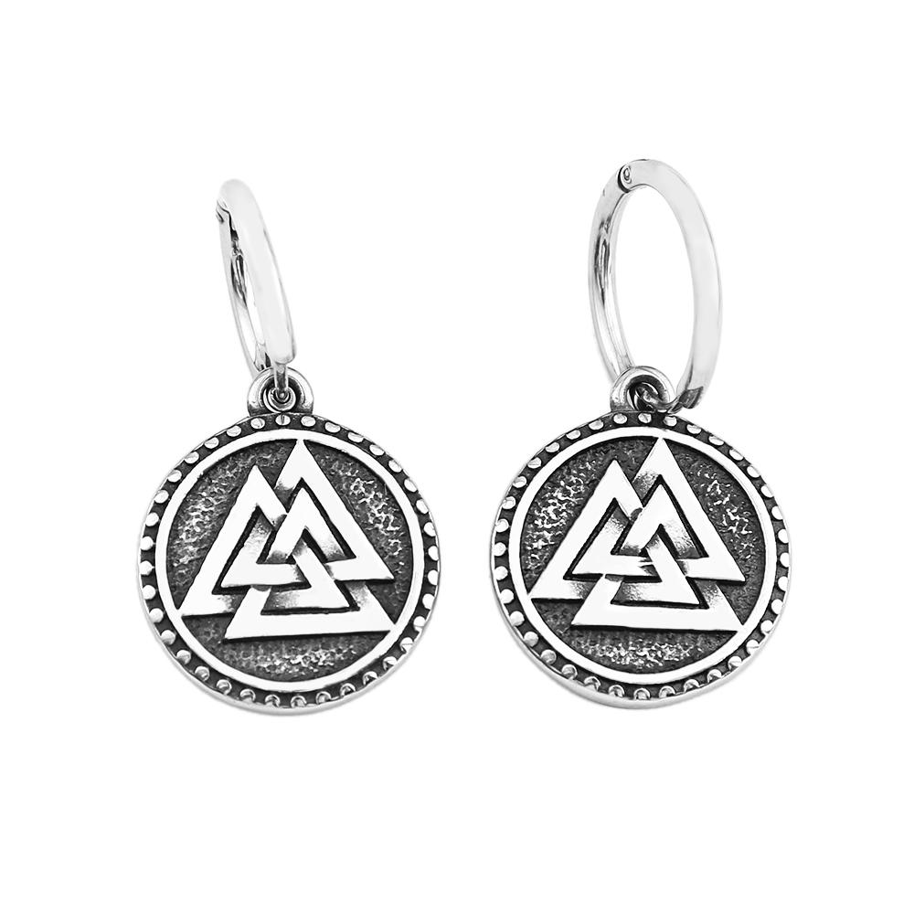 Nordic Viking Valknut Rune Earrings For Men Women Stainless Steel Fashion Odin Triangle Earring Amulet Scandinavian Jewelry Gift