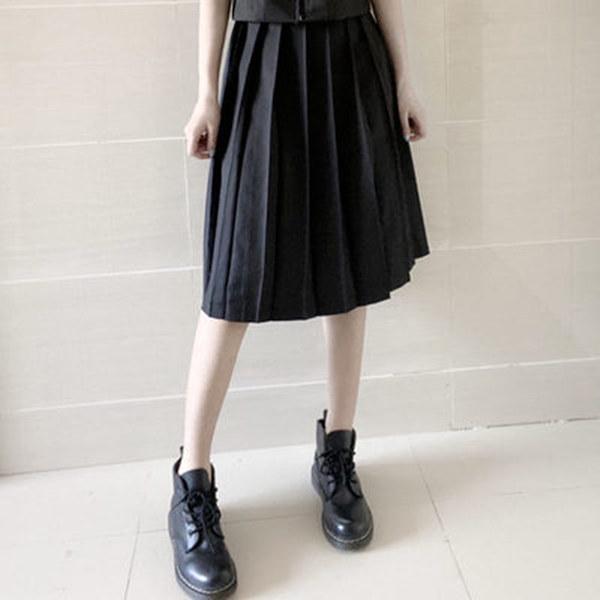 JK Sailor Suit: Black-Collared Off-White Pleated Skirt Set - Three-Piece Basic Style for Spring/Summer
