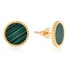 Sterling Silver Malachite Necklace & Earring Set - Luxurious Round Design for Women