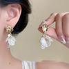 Silver Needle Zircon Star Flower Tassel Stud Earrings - Elegant and Fashionable Women's Accessory