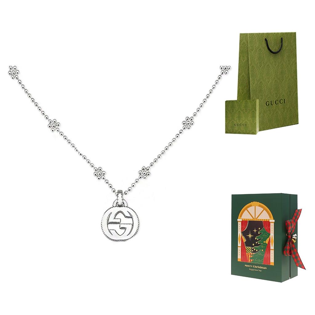 Gucci Interlocking Double G Pattern Shiny 925 Silver Necklace Women necklace 479221-J8400-8106