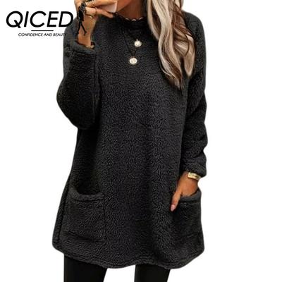 Damen Langarm-Sweatshirt mit Plüschtasche