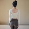 ACKDCS Women's Long-Sleeve Yoga Top with Built-in Bra