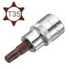 2pcs 3/8" Drive T35 T25 T15 T10 H7 Hex Torx Bit Socket  S2 Steel CR-V Spanner Ratchet Socket Wrench 2" Length Hand Tools