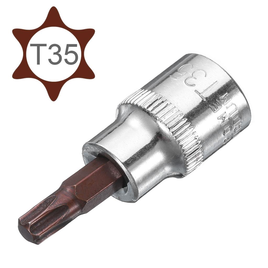 2pcs 3/8" Drive T35 T25 T15 T10 H7 Hex Torx Bit Socket S2 Steel CR-V Spanner Ratchet Socket Wrench 2" Length Hand Tools