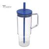 Clear Plastic Water Bottle with Straw And Lid, 40oz Large Capacity Tumbler BPA-free Drinking Cup Handle, Leak Proof Sports for School Travel Reusable