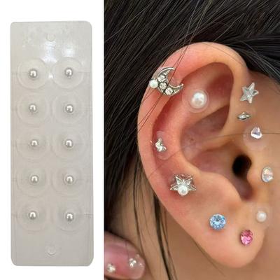 10 Patches Colorful Pearls Ear Point Stickers Ear Pressure Stick Acupuncture Auricular Ear Stickers Massage