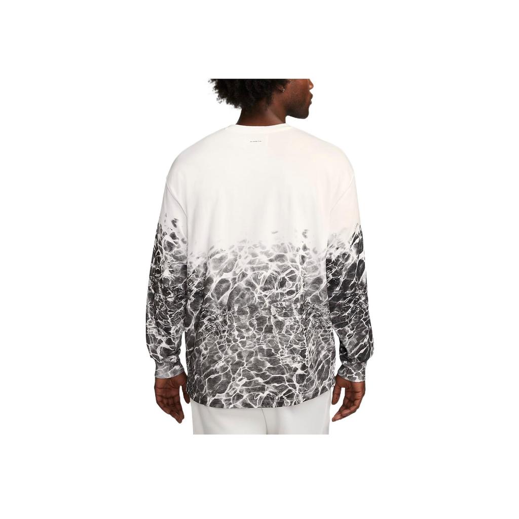 Nike Wave Print Casual Crew Neck Long Sleeve Sweatshirt Unisex Sweatshirt White FB3031-100