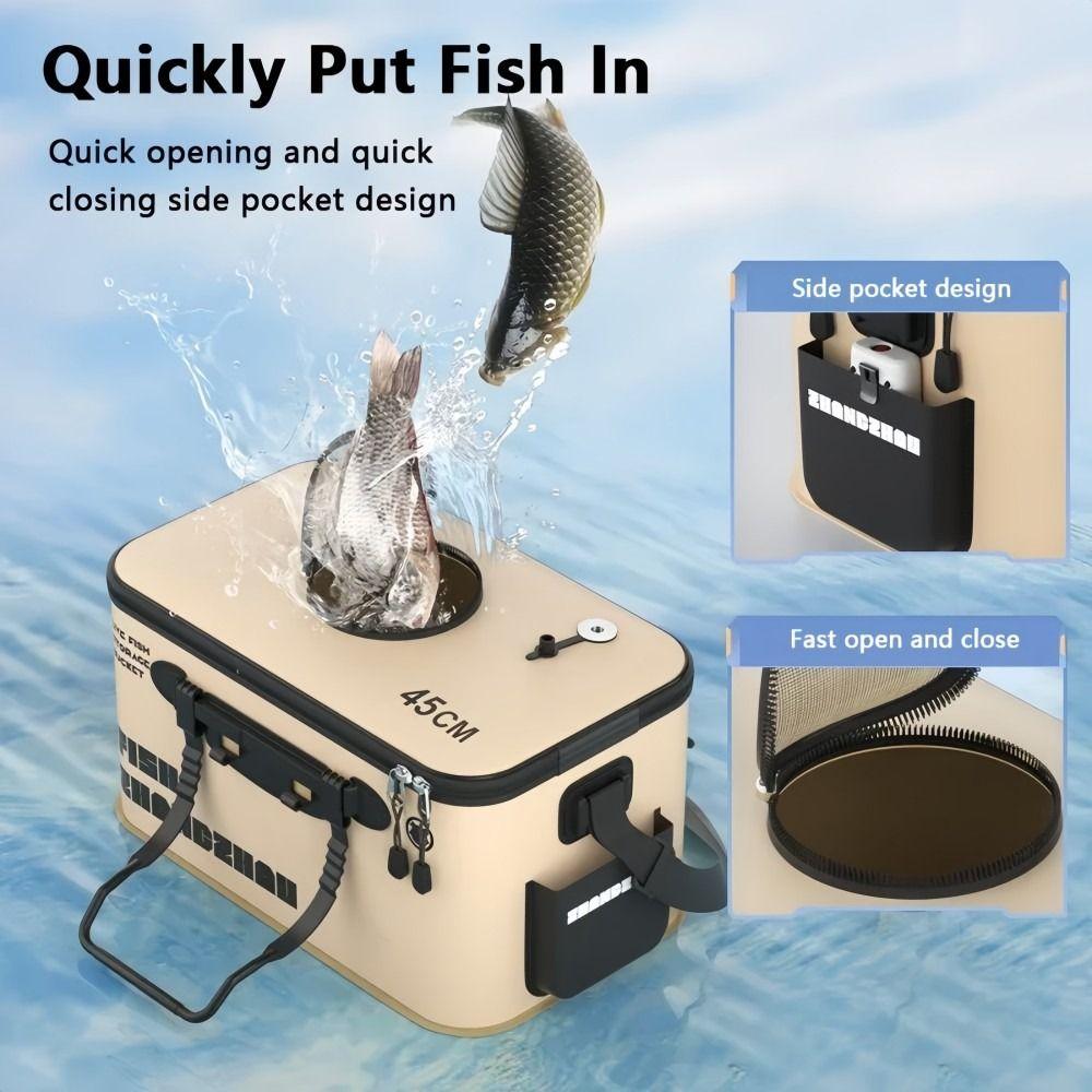Portable Foldable EVA Fishing Bucket 12/17/22L with Handle Live Fish Bucket Large Capacity Fishing Container Fishing Accessories