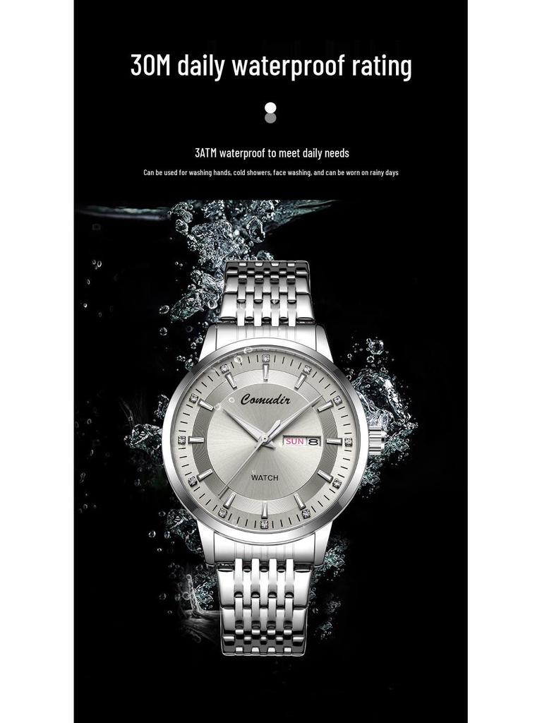 Pánské luminiscenční vodotěsné automatické skeletonové hodinky s dvojitým kalendářem