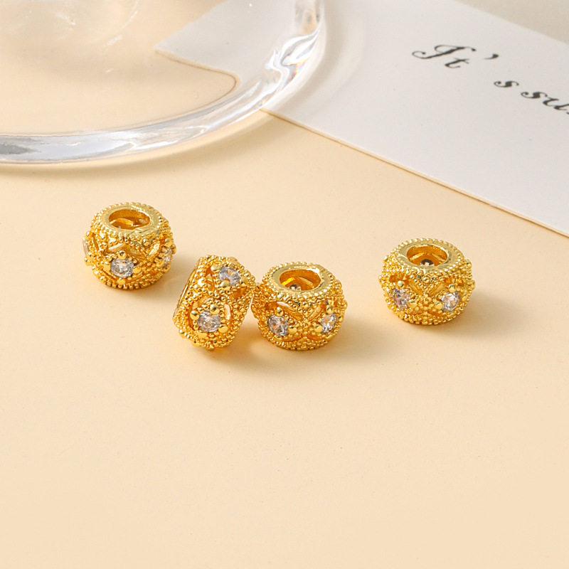 Gold-Plated Hollow Lace Spacer Beads, 5mm, Large Hole for DIY Jewelry Crafting