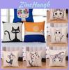 Cartoon Cat Pillowcase Soft Linen Cover For Home Decor And Gift